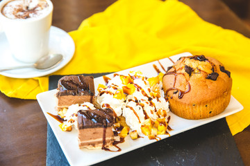 Dessert with Coffee and Muffins