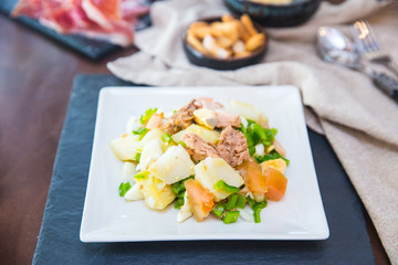 Salad with tuna. Tipical summer Spanish tapas