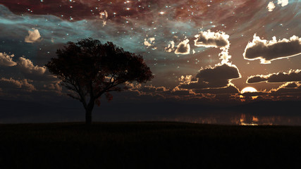 Landscape under the Milky way.