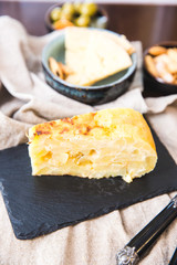 Spanish omelette. Tapas o typical Spanish cuisine. Tortilla espanola