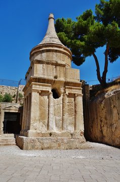 Absalom Tomb (Absalom's Pillar), a monument carved in the rocks in the Kidron Valley, Jerusalem