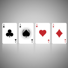 The Number A Clup, A Spade, A Heard and A Quadrangle respectively in Playing cards. Vector and Illustration, EPS 10