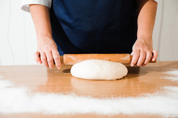 Chef preparing dough - cooking process