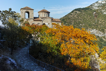 Naklejka premium Autumn view of Asen's Fortress, Asenovgrad, Plovdiv Region, Bulgaria