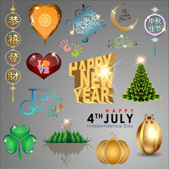 Fototapeta na wymiar The Colorful Sign of Annual Festival Collection. Holiday Concept. Vector and illustration, EPS 10.