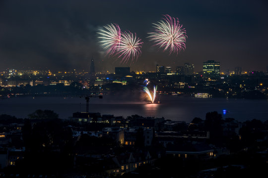 Firework Panorama Hamburg 