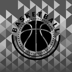 Basketball monochrome logo sport vector illustration abstract geometric background