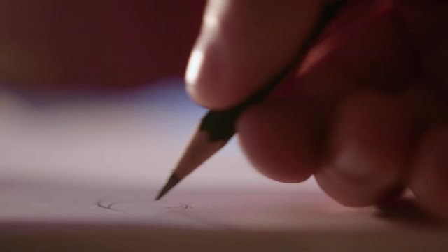 Artist Drawing Picture with Pencil - Close Up