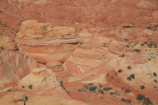 Rock formations in the North Coyote Buttes, part of the Vermilion Cliffs National Monument. This area is also known as The Wave