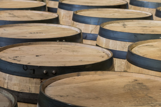 Bourbon Barrel Tops in a Row