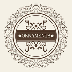 Round ornamental frame and ornaments sign over white background. Vector illustration.