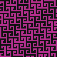 Seamless black and magenta pink vintage ancient tribal geo op art mod pattern vector