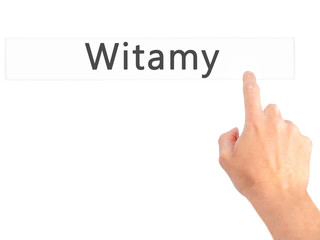 Fototapeta Witamy - Hand pressing a button on blurred background concept on visual screen. obraz