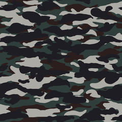 Seamless dark wide green gray brown and black military fashion camouflage pattern vector