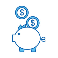 piggy savings with coins vector illustration design