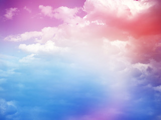 Blue and pink sky, cloud and sunshine in morning time