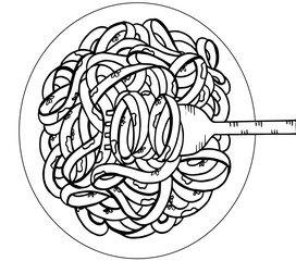 spaghetti doodle, hand drawing