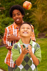 Happy young kids smiling and laughing.