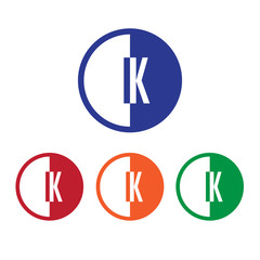 IK initial circle half logo blue,red,orange and green color
