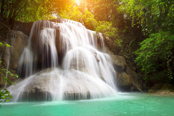 Fototapeta na wymiar Waterfall beautiful in kanchanaburi province asia southeast asia Thailand