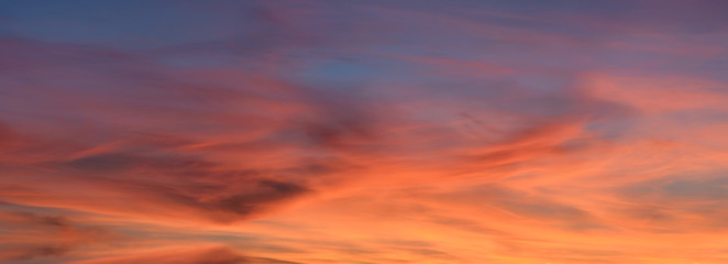 Sky during sunset as a background. Beautiful natural panoramic composition