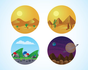 landscape in circle icon