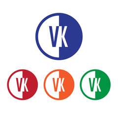 VK initial circle half logo blue,red,orange and green color
