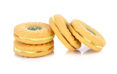 cookies with fruit jam isolated on white background