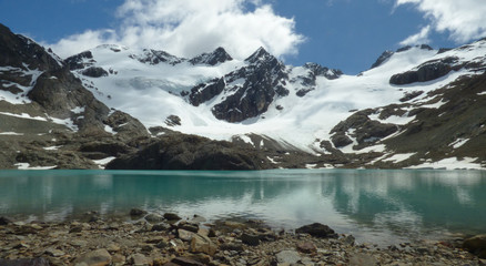 Beatiful lake and glacier - Glaciar Vinciguerra and Laguna de los Tempanos, Ushuaia, Argentina