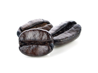 roasted coffee beans isolated on white background