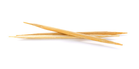 Wooden toothpicks on white background isolate