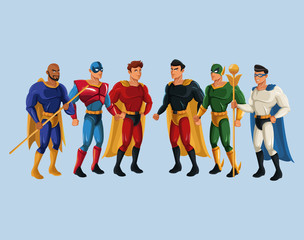 team superhero strong male group power vector illustration © Jemastock