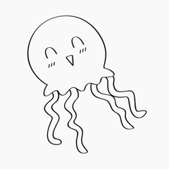 cute jellyfish line art vector