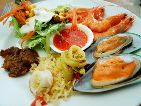 Food buffet service in restaurant at Thailand