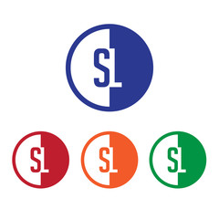SL initial circle half logo blue,red,orange and green color