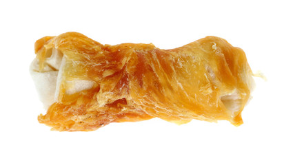 Snack food for dog on white background