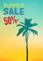 Summer sale colorful poster design with copy space.