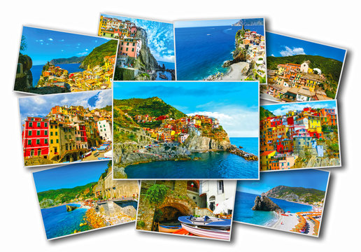 Collage of Cinque Terre photos in Italy