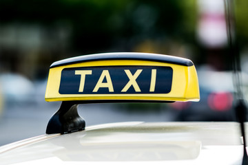 German taxi sign. Selective focus