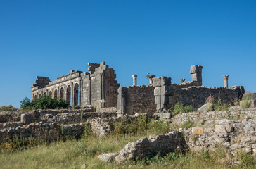 Fototapeta na wymiar Roman ruins in Volubilis, Meknes Tafilalet, Morocco