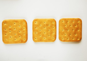 Cracker cookies on white background