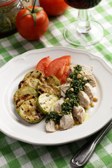 Chicken breast with Pesto sauce and vegetables