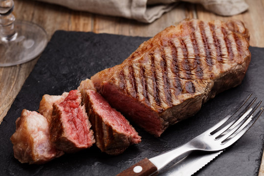 Grilled marbled beef steak