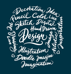 Design and illustration hand written typography. Good use for logotype, symbol, cover label, product, brand, poster title or any graphic design you want. Easy to use or change color 