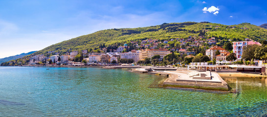 Adriatic town of Opatija waterfront panoramic view
