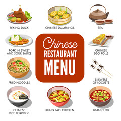 Chinese dishes in menu