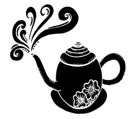 Teapot isolated art illustration. Hand drawn 