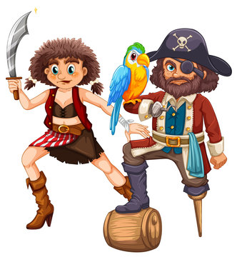 Pirate and his crew with weapon