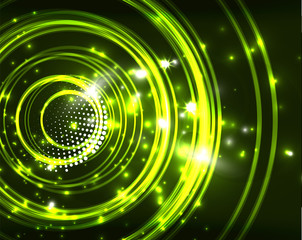 Neon circles abstract background