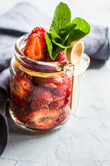 Strawberry dessert with yogurt and chia